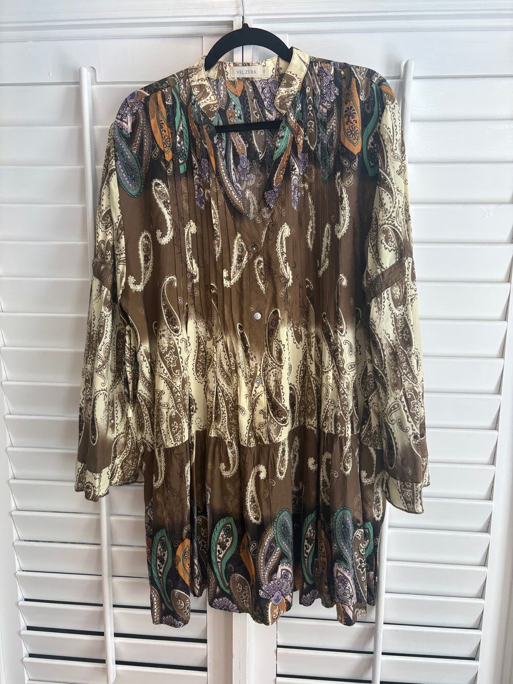 Velzera Brown Boho Tunic Top Size 1X
